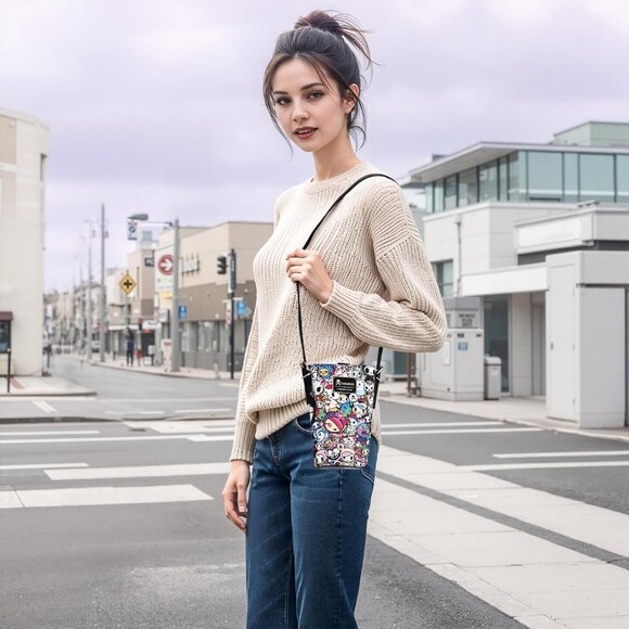 Leather Crossbody Bag Women's Adjustable Phone Pouch Shoulder Purse Multicolor - Picture 8 of 8